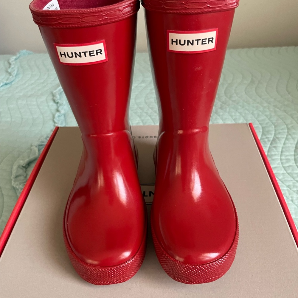 Hunter Kids Glossy Red Rain Boots